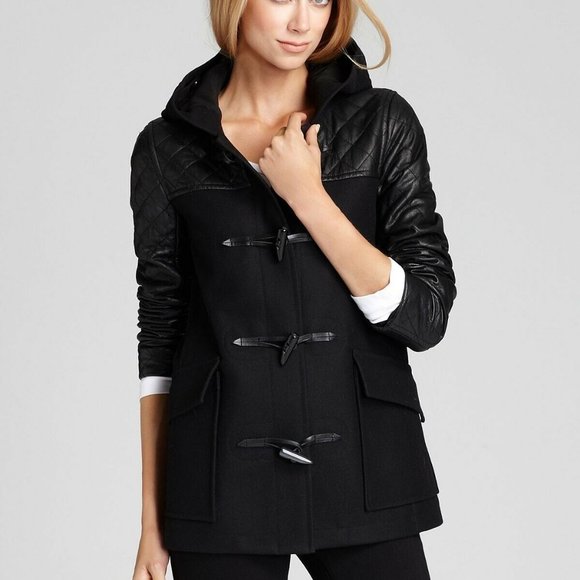Theory Jackets & Blazers - THEORY Marimba Leather Wool Jacket Black